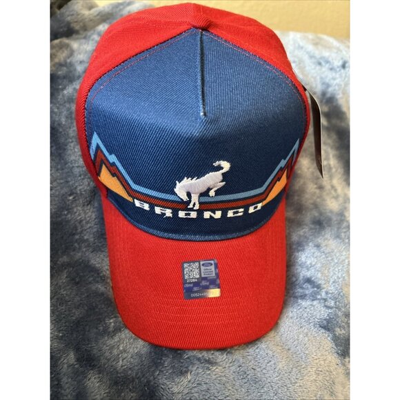 Ford Bronco Red Cap Mountain Hat Open Road Most Size Fit All Strapback Adjustabl - Picture 1 of 11